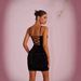 Cross-Border European And American Style New Sexy Strap Evening Shiny Patchwork See-Through Slim Fit Slit Banquet Tube_ecoleips.com