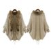 Women's Knitted Cape Cardigan Batwing Sleeve Coat With Fur Collar - Autumn Winter Fashion Outerwear_ecoleips.com