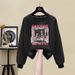 Women's Retro Chinese Style Fleece Lined Thickened round Neck Sweater Autumn/Winter 2023 Korean Lazy Style No Hood_ecoleips.com