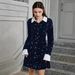 K New Holiday Party One Row Fashionable Sequin Long Sleeved Women's Dress_ecoleips.com
