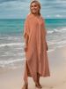 Women's Long Sleeve Beach Cover Up Dress - Bamboo Cotton Sun Protection Shirt Dress, Bikini Kimono, Loose Fit Casual Maxi Dress, 13 Colors_ecoleips.com