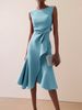 Women's Clothing Sleeveless Red Temperament Round Neck Dress_ecoleips.com