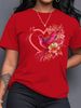 Floral Hummingbird Heart Women's Tee - Boho Graphic, Casual Pink Top_ecoleips.com