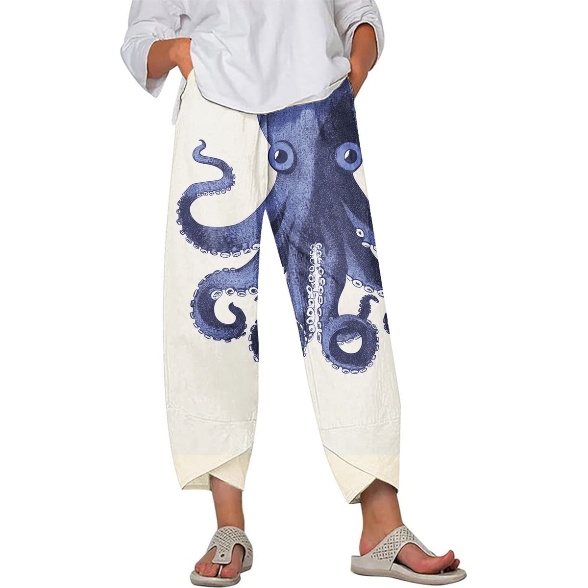 New Women's Pants With Abstract Printing, Fashionable Graffiti, Loose Pockets, Casual_ecoleips.com