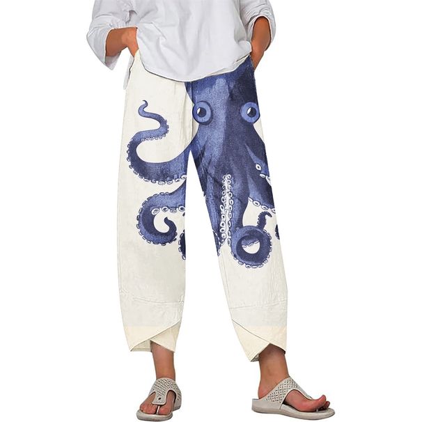 New Women's Pants With Abstract Printing, Fashionable Graffiti, Loose Pockets, Casual_ecoleips.com