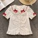 Women's Cute Peter Pan Collar Short Shirt Summer Top White Short Sleeved Inner Layer Lolita Style Clothing_ecoleips.com