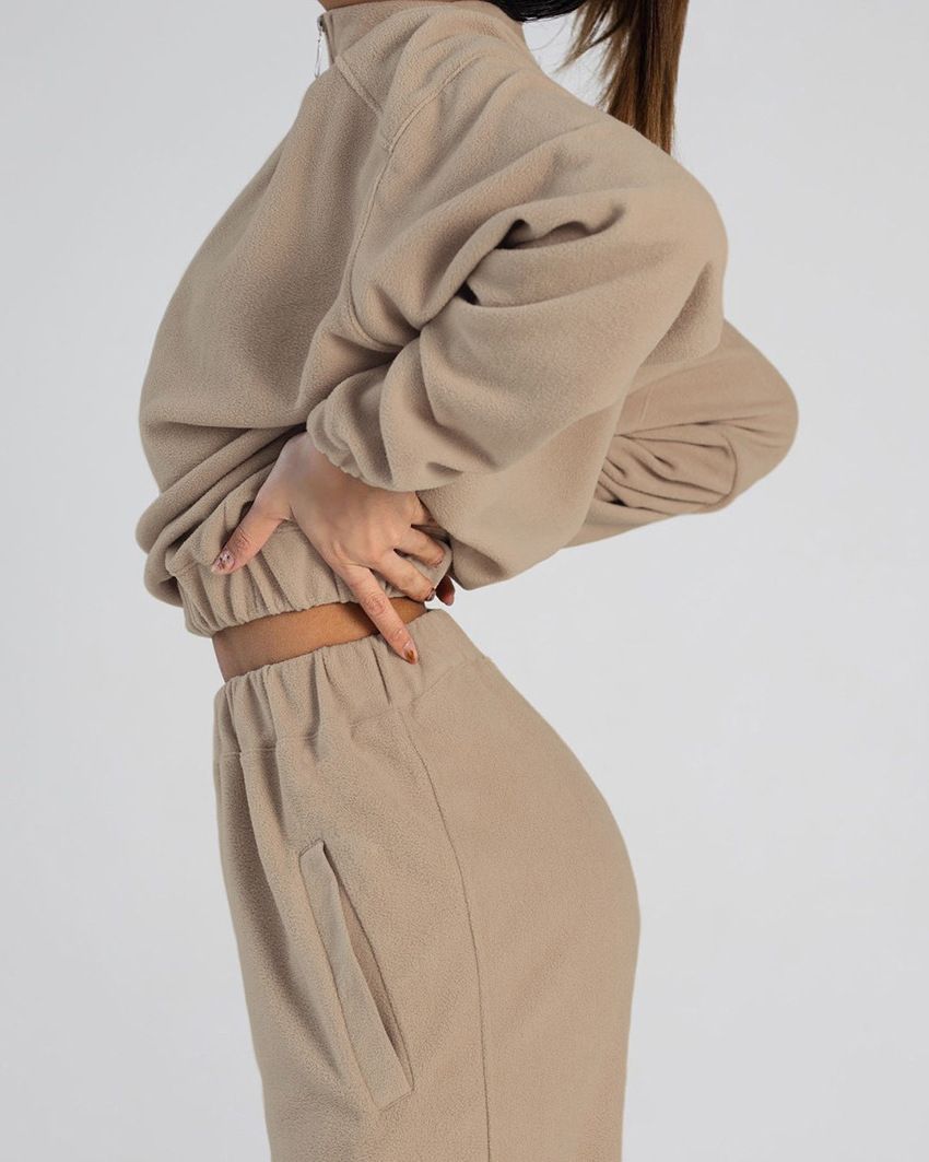 Cozy Fleece Hoodie & Jogger Set - Oversized Batwing Sleeve Loungewear (Black/White/Khaki/Gray) Fashion Trends_ecoleips.com