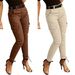 Women's Clothing Women's Mid-Waist Button Detail Trousers Style Solid Color Pockets Cuff Overalls For Formal & Casual_ecoleips.com