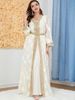 Voya 3213 Middle Eastern Arab Clothing Abaya Women's V-neck Long-sleeve European And American Foreign Trade Two-piece_ecoleips.com