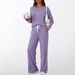 Women's V Neck Two Piece Set Feel Home Pajama Outerwear Casual Polyester Pants Full Length Autumn Winter Fashion For Adults_ecoleips.com