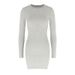AC453 New Cross-Border Round Neck Solid Color Stretch Tight-Fitting Long-Sleeve Bodycon Slimming Dress_ecoleips.com