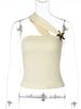 Hugcitar One Shoulder Halter Solid Patchwork Star Backless Sexy Crop Tank Top Fashion Women Clothings Streetwear Vacation_ecoleips.com