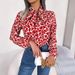 Instagram-style Real Shot Of 2026 Spring-summer Elegant Color-blocked Tie-dye Lantern Sleeve Chiffon Blouse._ecoleips.com