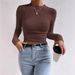 Knitwear Cut-Out Slim Long Sleeves Daily Versatile Top Crew Neck T-Shirt As A Base_ecoleips.com