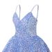 Women's Clothing Dress Blue Sequined Suspender Short Dress Temperament Waist Slimming Strap Dress_ecoleips.com