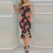 Women's Off Shoulder Floral Print Bodycon Asymmetrical Mermaid Hem Midi Dress – Elegant Party Gown_ecoleips.com