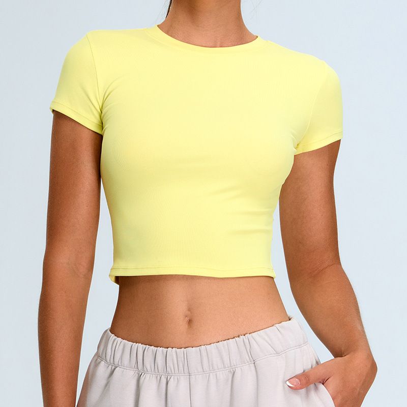 Women's Quick Drying Yoga Sports Top Short Sleeve Tight Fit Casual Running Fitness Clothes T-Shirt_ecoleips.com