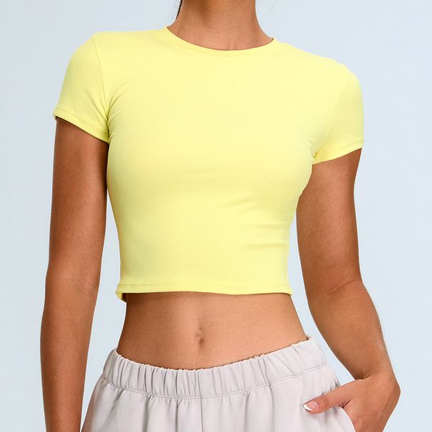 Women's Quick Drying Yoga Sports Top Short Sleeve Tight Fit Casual Running Fitness Clothes T-Shirt_ecoleips.com