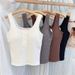 Women's Clothing Pure Cotton Ribbed Button Vest For Women With Chest Pads Sports Slim Bottoming Outer Wear Sleeveless Top_ecoleips.com