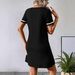 European And American Cross-border Women's Summer Elegant Black V-neck Casual Short-sleeve Letter Dress Q31 Print_ecoleips.com