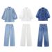 Aria Basics Aria Basics High-waisted Wide-leg Pants, European American Style Women's Clothing, New Foreign Trade Summer Denim Shirt, Fashionable_ecoleips.com