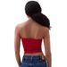 American Street Style Retro Off-Shoulder Slim Fit Bandeau Top for Women Color Block Base Layer with Letter Print Hot Girl Trend_ecoleips.com