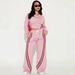 Women's Casual Long-Sleeve Top & Side-Stripe Sport Pants Set - Polyester Two-Piece Outfit (Breathable, Comfort Fit, Office & Street Style)_ecoleips.com