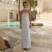 2025 Summer New Women's Clothing Temperament Light Mature Satin Lace Up Strapless Dress -68767_ecoleips.com