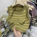 Women's Clothing Pure Desire Hot Girl Style High Waist Navel Baring Short Striped Vest Female Summer New Slim Fit Inner Sleeveless Top_ecoleips.com