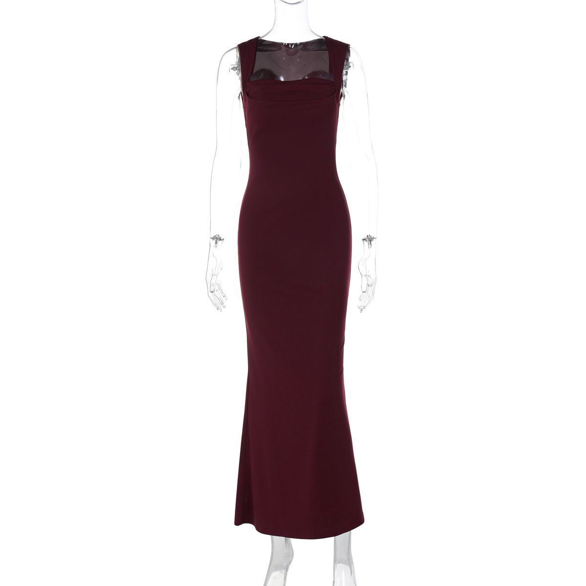 Women's Clothing 2025 Spring/Summer New Fashionable Elegant Slim-Fit Square-Neck Sleeveless Waist-Cinching_ecoleips.com