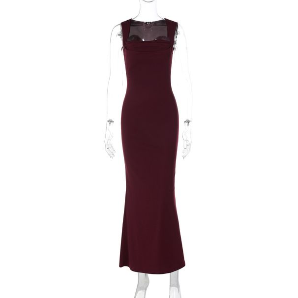 Women's Clothing 2025 Spring/Summer New Fashionable Elegant Slim-Fit Square-Neck Sleeveless Waist-Cinching_ecoleips.com
