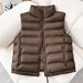 Lightweight Quilted Vest With Stand Collar - Winter Puffer Sleeveless Jacket For Women (Beige/Brown/Khaki/Black/Green, M/L/Xl/2xl)_ecoleips.com