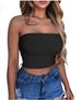 Xomen's Clothing Women's European And American Wrap Chest Solid Color Tube Top Off Shoulder Short Top Tight Tights_ecoleips.com