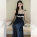 2026 Summer Wear French Lace Splicing Floral Suspender Dress Seaside Vacation Style Long Dress_ecoleips.com