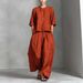 Women’s Casual Linen Shirt & Pants Set – Breathable Cotton Two-Piece Outfit For Spring & Summer_ecoleips.com