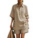 Women's Autumn Summer Short Sleeve Shirt And Loose Pants Two Piece Set Casual Comfortable Fashion Outfit_ecoleips.com