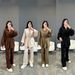Women's Two Piece Set Puff Sleeved Loose Tie Waist Shirt Straight Leg Casual Pants Fashion_ecoleips.com