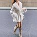 Luxury Faux Fur Coat Women's Longline Jacket With Oversized Collar - Elegant Winter Outerwear For Women (Brown/White, S-XXL)_ecoleips.com