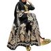 Muslim Dress Women Elegant Floral Print Belted Maxi Dress With Button Front – High Waist Long Sleeve Dress For Women_ecoleips.com
