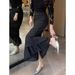 Women's High-Waisted Bodycon Midi Skirt Korean Style Versatile Black Patchwork Long Skirt Simple Elegant Design Summer New Arrival_ecoleips.com