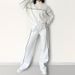 Summer Women's Casual Sports Sweatshirt Set Solid Striped Fashion European American Style Foreign Trade Clothing_ecoleips.com