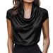 Women's Casual Draped Short Sleeve Top Versatile_ecoleips.com