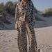 Women's Clothing Summer New Linen Blended Animal Print Jacket Shirt + Wide Leg Pants_ecoleips.com