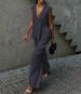 2025 Cotton V-neck Sleeveless Top Vest Long Pants For Women European And American New Style Solid Color Elegant_ecoleips.com