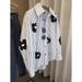 Bohemian Floral Print Loose Fit Long Sleeve Blouse For Women – Stylish & Versatile Casual Top With Stripe Accents_ecoleips.com