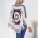 Aria Basics Aria Basics Retro Ethnic Style Pullover Sweater With One-Shoulder Collar Shawl Women, Loose Long-Sleeve Knit Tassel Cape For Autumn_ecoleips.com