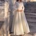 Women's Clothing new white chest beaded lace gauze retro long sleeved fashion slim dress_ecoleips.com