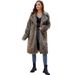 Elegant Long Faux Fur Coat – Suit Collar Plush Winter Coat In Short Snow Fox, Beige & Greyish_ecoleips.com
