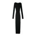 European And American Style INS Hot Girl Stretchy Slim-fit Ribbed Geometric Pattern Knitted Bodycon Dress With Long_ecoleips.com