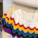 Women's Rainbow Striped Square Neck T-Shirt Thin Ice Silk Knitwear Casual Elegant Fashion For Spring/Summer Autumn_ecoleips.com